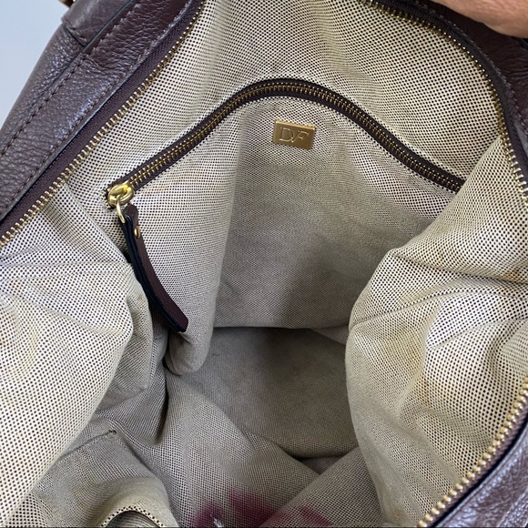 Diane Von Fostenburg Brown Pebbled Leather Drew Bucket Tote - Picture 9 of 15